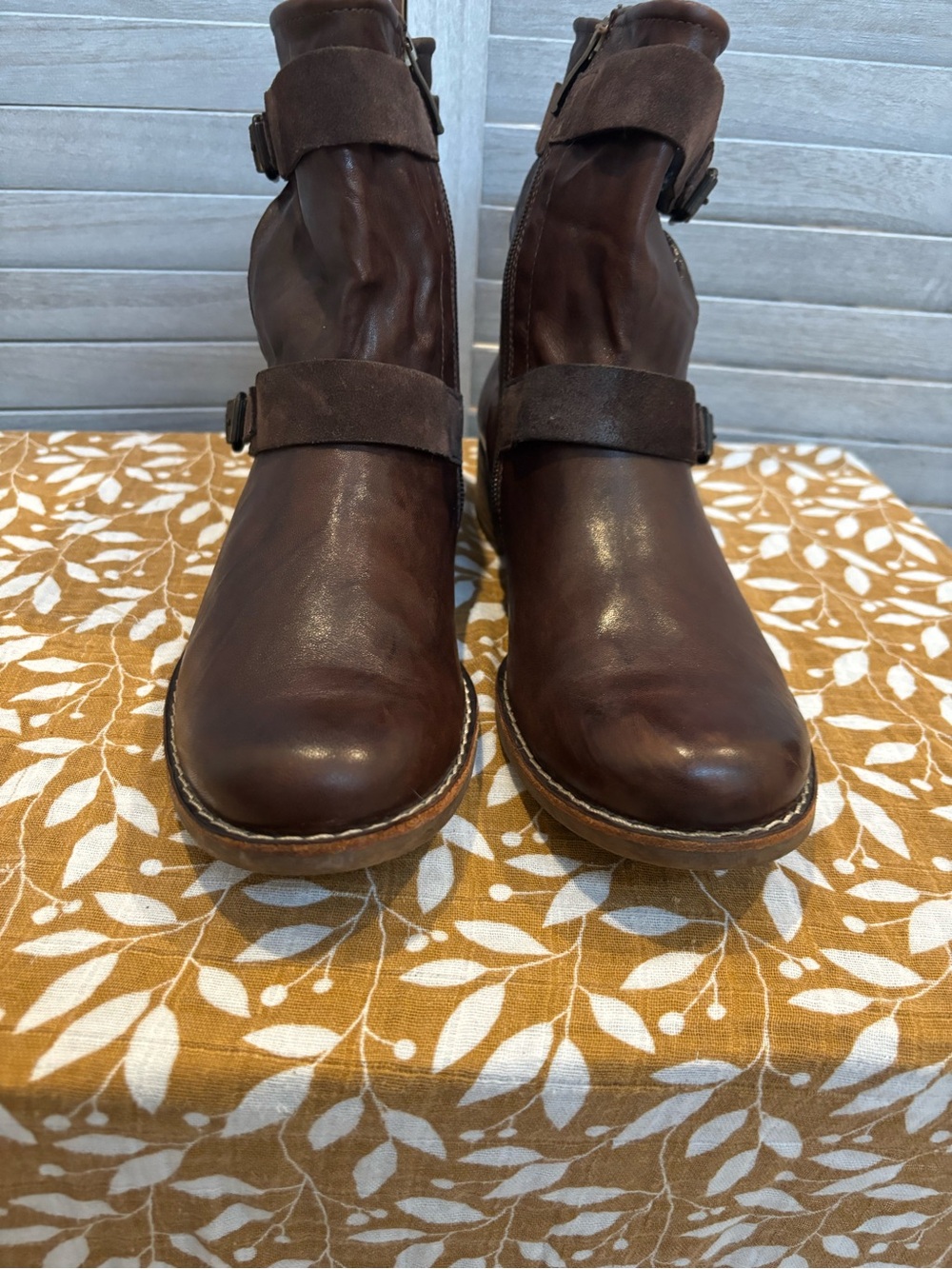 Paul Green Brown Leather with Suede Straps Ankle Boots, 8